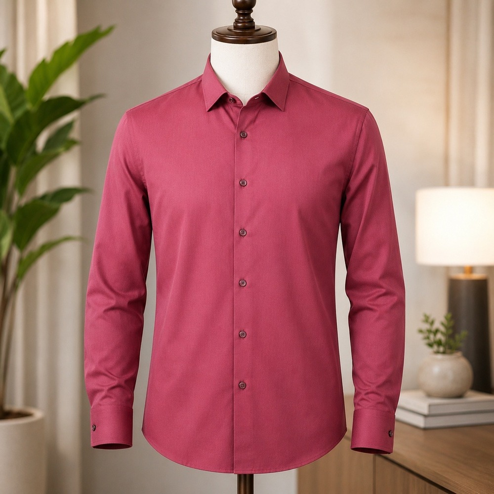 Truly Button Down‎ Dress Shirt Mens XL Burgundy Maroon Slim Fit Long Sleeve